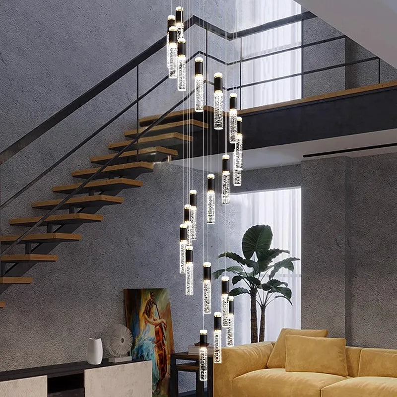 Crystal Chandelier Stair Pendant Lamp Living Room Lighting