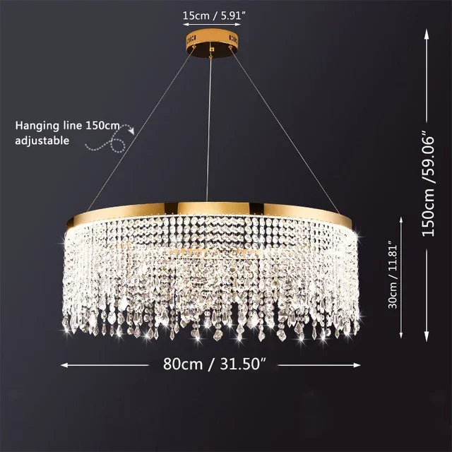 Modern Crystal Chandelier Pendant Light Luster LED Fixture for Home Living Dining Room