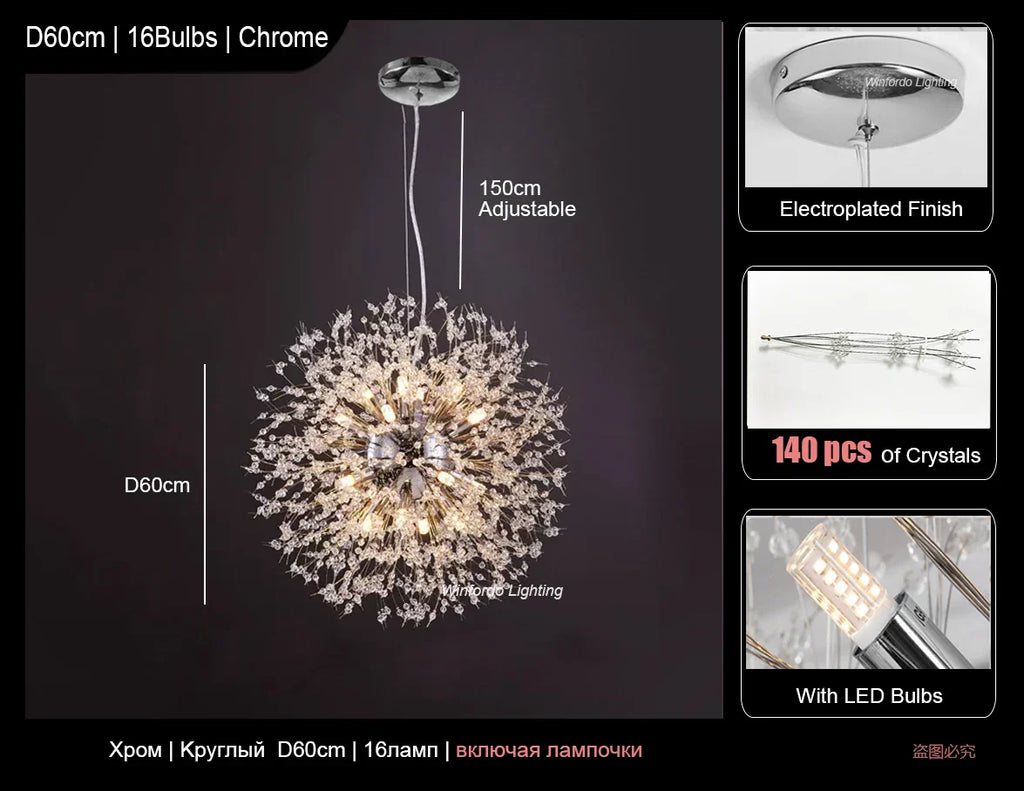 Dandelion Led Ceiling Chandelier for Home Decor Lighting Fixture