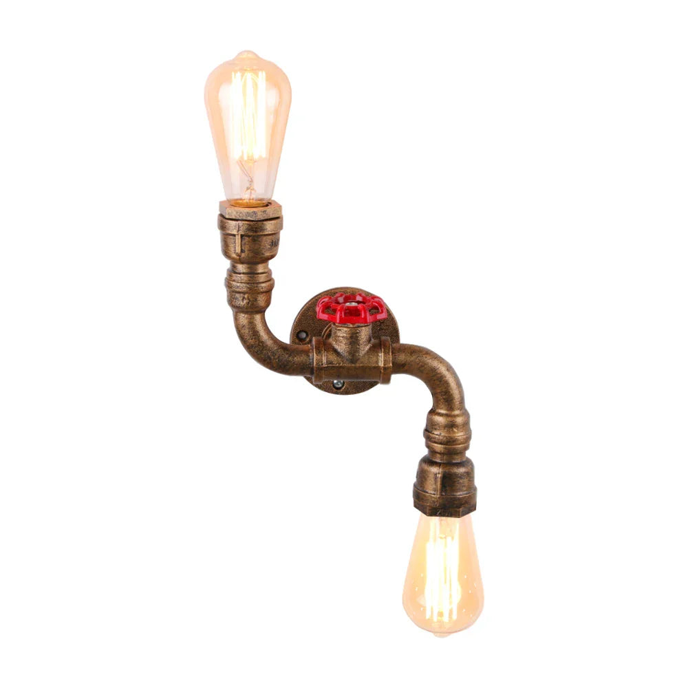 Industrial Iron Rust Water Pipe Wall Light Vintage E27 Sconce Fixture