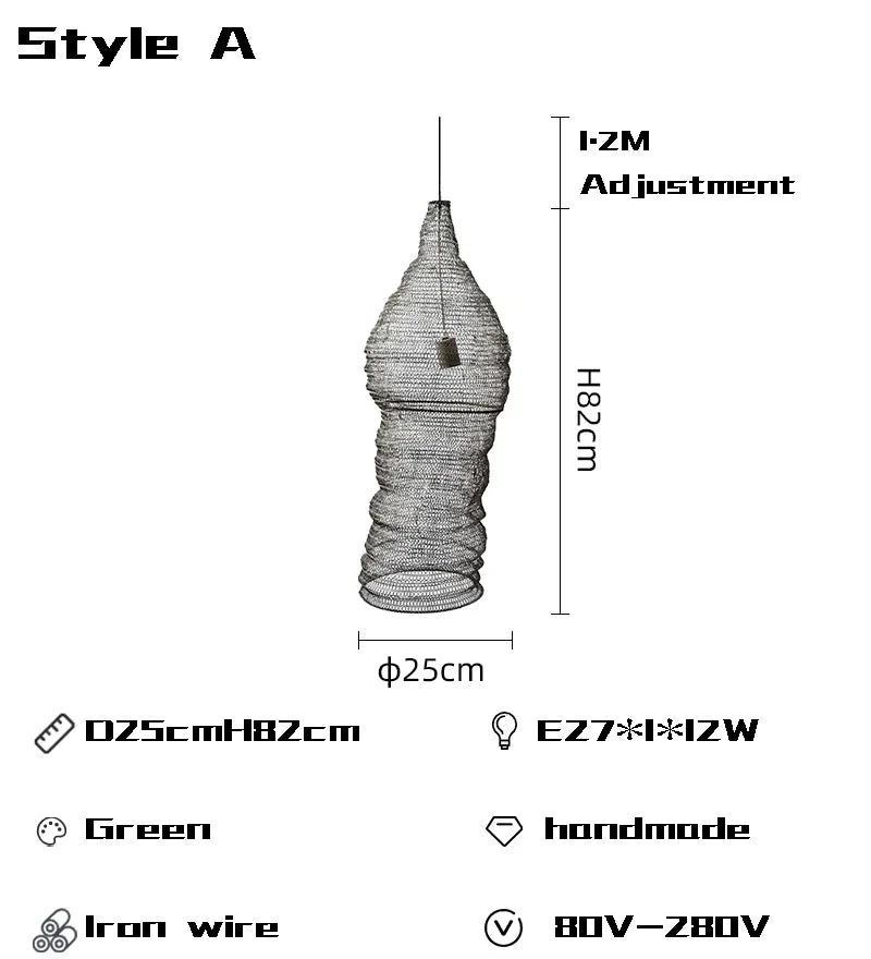 Mesh Pendant Light: Modern Irregular Shapes Kitchen Island Suspension Lighting