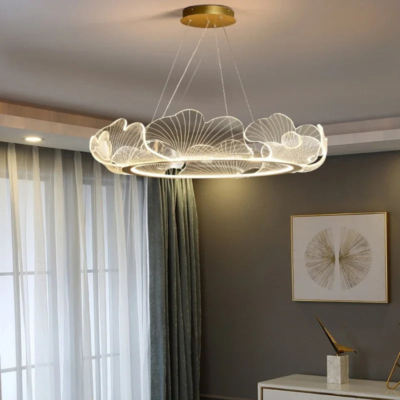 LED Lotus Leaf Ring Ceiling Chandelier by - Modern Living Room Dining Pendant Light