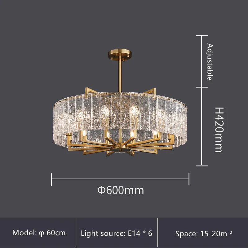 Luxury Water Ripple Glass Chandelier - LED Lighting Fixture for Home Decor