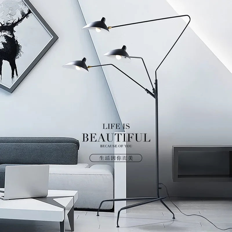 Adjustable Arm Floor Lamp: Japanese Ceiling Light for Living Room, Bedroom Decor