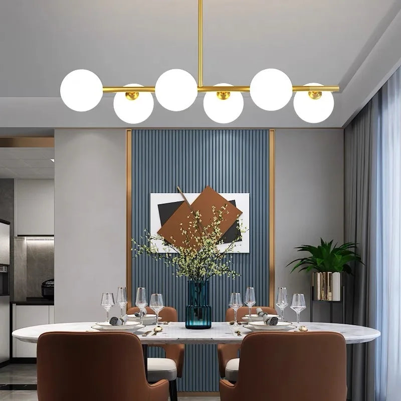 Gold Glass Ball LED Pendant Light for Kitchen Dining Room Lighting