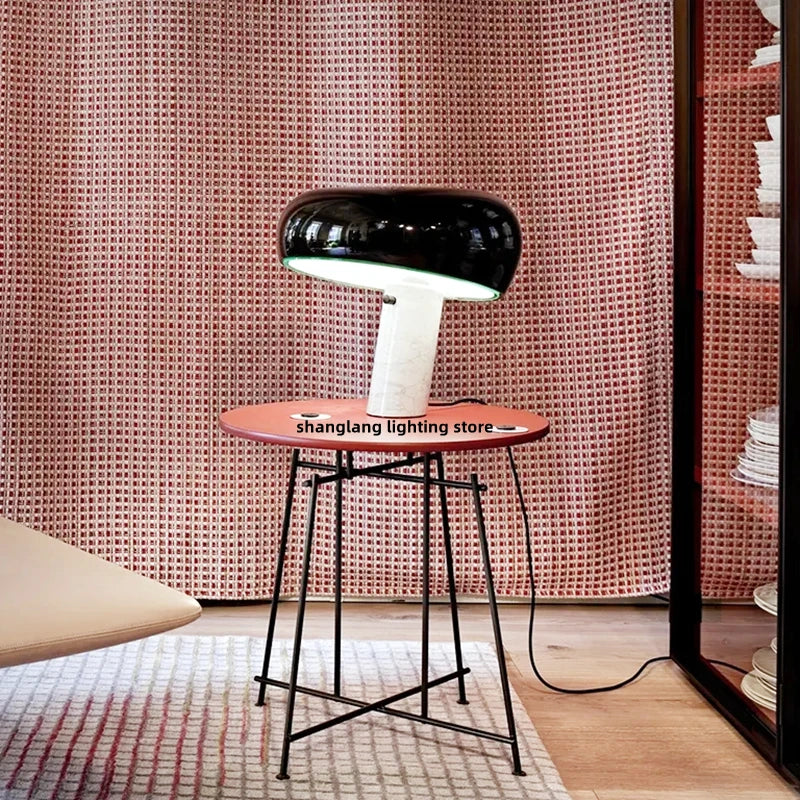 Mushroom LED Table Lamp - Orange Night Light for Kid's Bedroom and Study Desk