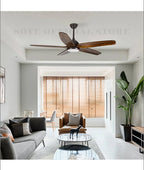 60" Wood Blade Ceiling Fan with LED Light & Remote Control