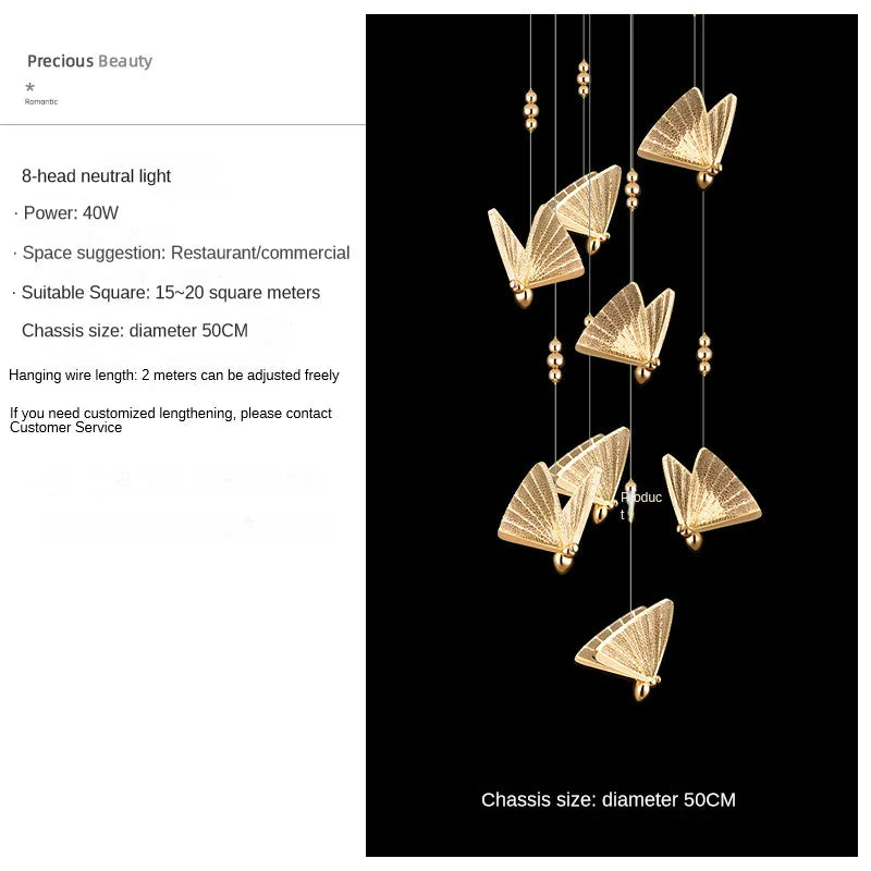 Butterfly Pendant Lamps: Modern Luxury Staircase Bedroom Decor Fixtures
