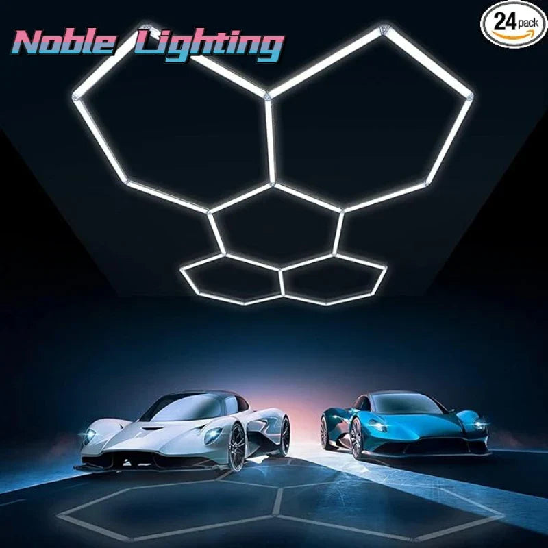 Hexagon LED Garage Light: Customized Car Detailing Ceiling Light for Showroom & Workshop