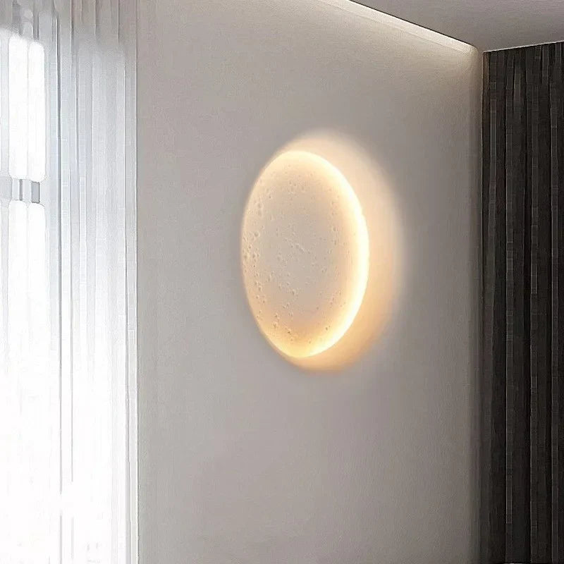 Moon Gypsum Wall Lamp: Creative Bedroom & Living Room Decor_LED Art Painting