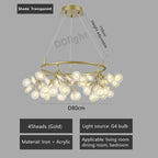 Firefly Nordic Hanging Chandelier, Modern Round Living Room Romantic Lamp