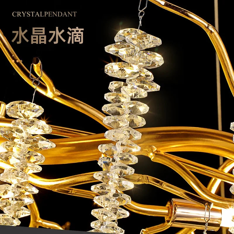 Tassel Crystal Chandelier: Luxury LED Ceiling Pendant for Living, Hotel Hall - Modern Elegance