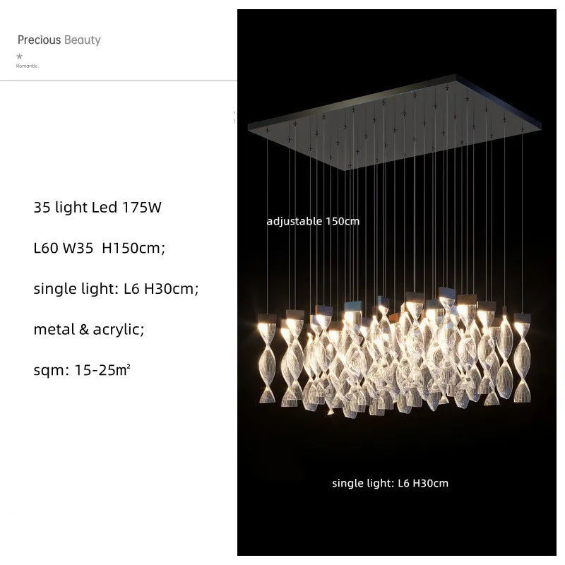 Nordic Acrylic LED Dimmable Chandelier Modern Luxury Foyer Pendant Lighting