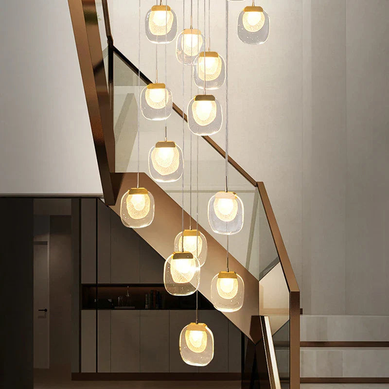 Luxury LED Crystal Chandelier for Staircase, Creative Living Room Lighting