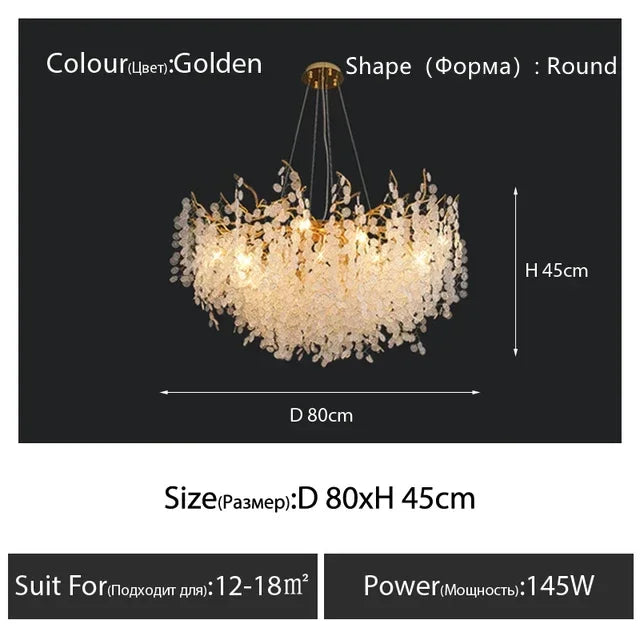 Gold Chandelier Glass Pendant Lamp for Home Decor - Modern Luxury Lighting
