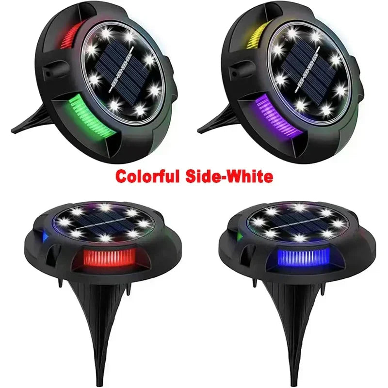 Solar Disk Light Outdoor Garden Spotlight Buried LED Deck Lamp Decor