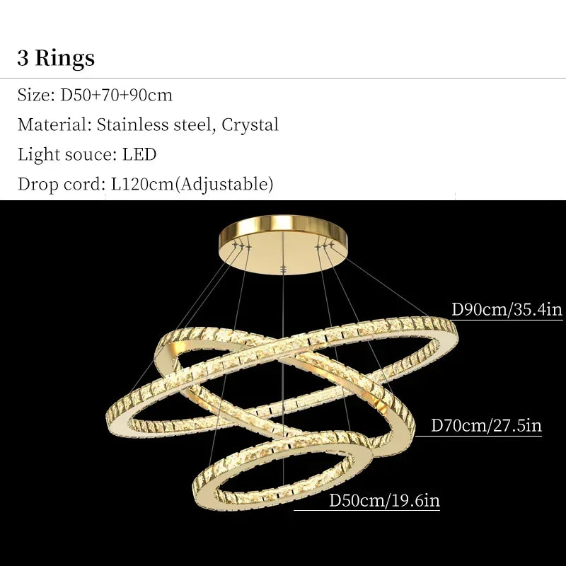 Crystal Ceiling Pendant Light Chandelier Modern Living Room Bedroom Decor