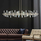 Modern Copper Chandelier Light Luxury Glass Strip Design For Bar and Restaurant