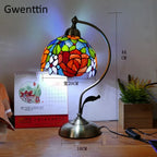 Stained Glass Tiffany Bedside Table Lamp for Home Bedroom Decor
