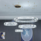 Luxury Crystal Chandeliers: Dimmable LED Steel Lighting for Villa Staircase & Foyer