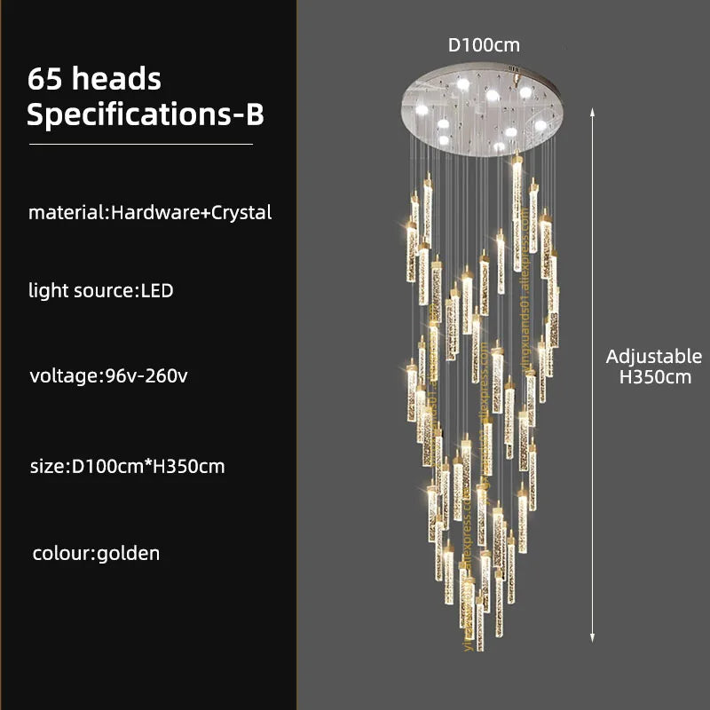 Crystal Ceiling Chandelier: Modern Nordic Design, Long Staircase Pendant Lamp