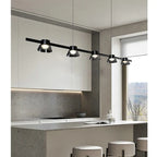 Black Strip Chandelier: Modern Nordic LED Lighting for Office, Restaurant, Living Room