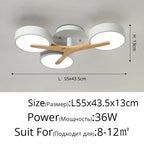 Nordic Style Wood Art LED Chandelier for Bedroom Living Room Ceilings