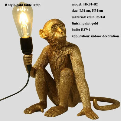 Monkey Resin LED Pendant Chandelier for Nordic Home Decor & Bedroom Lighting
