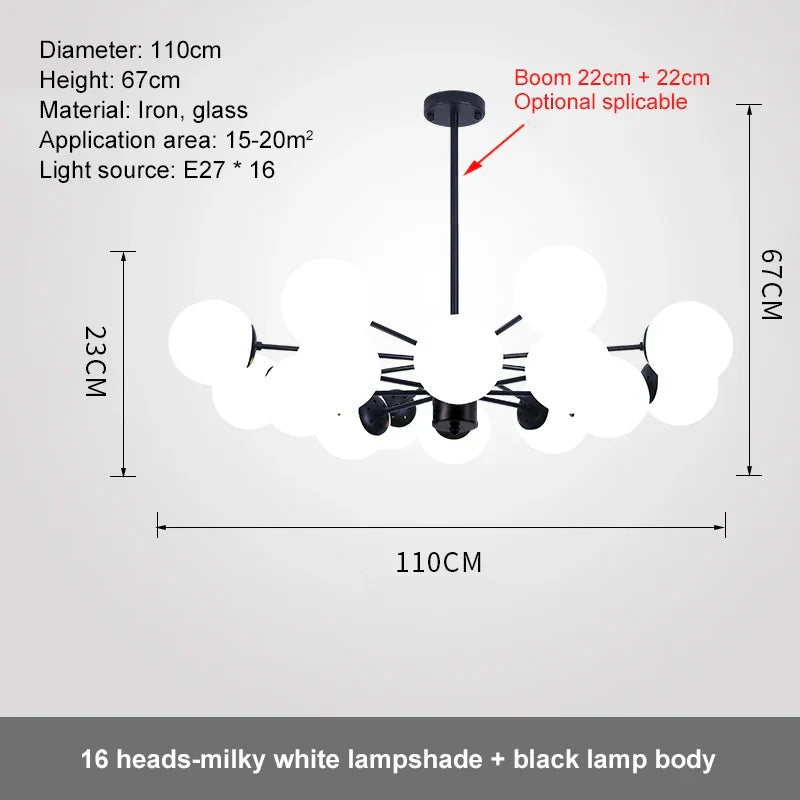 Glass Ball LED Chandelier for Bedroom and Dining Room