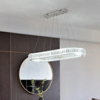 Crystal Oval LED Chandelier: Luxury Lighting Fixture for Living Room - Modern Design