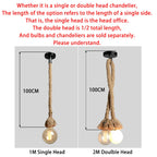 Vintage Hemp Rope Pendant Light E27 LED Industrial Lamp Loft Home Decor