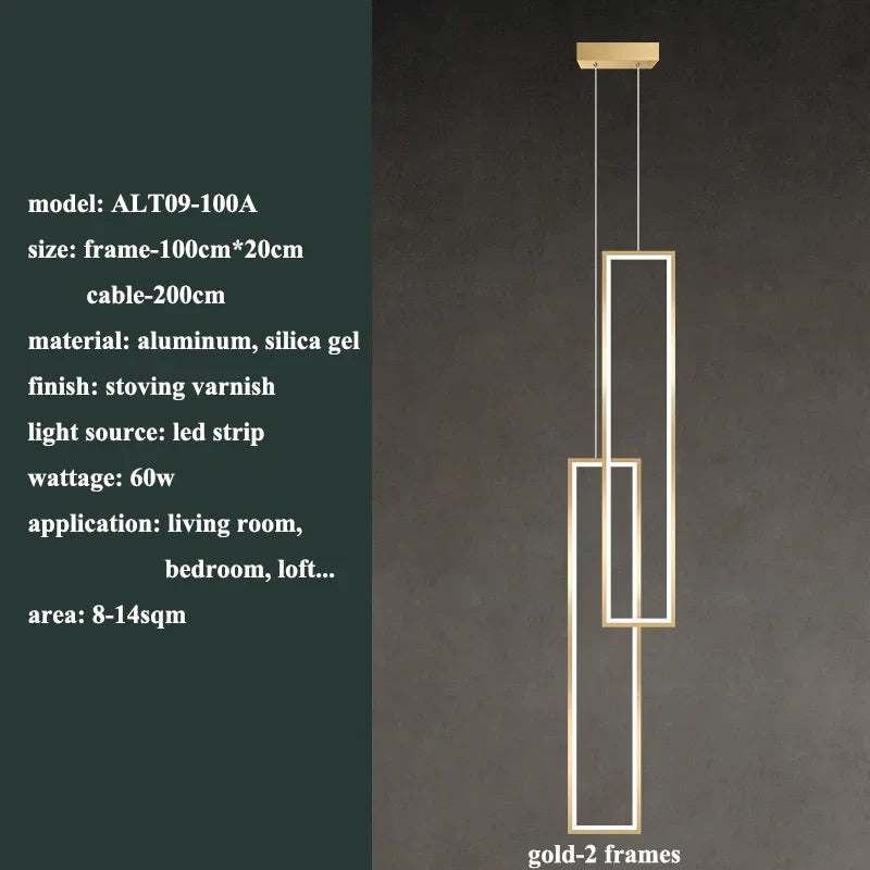 Modern Rectangle LED Pendant Chandelier Luminaire for Home Decor and Lighting
