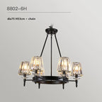 Matte Black Metal LED Chandelier with K9 Crystal Shades - Round Pendant Lighting