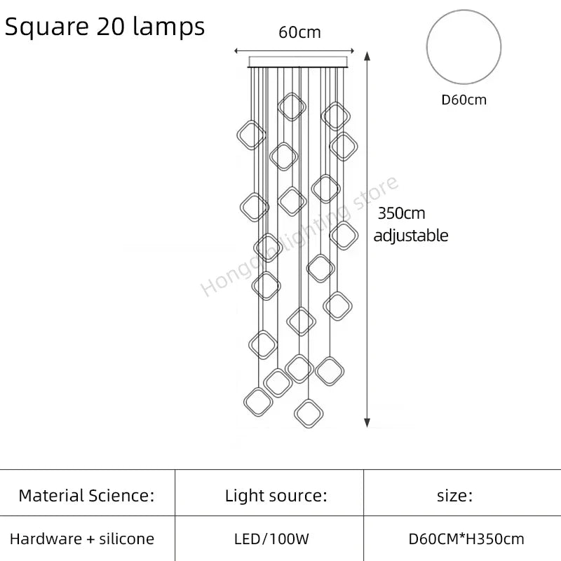 Modern Chandelier Luxury Villa Staircase Lighting by Afralia™