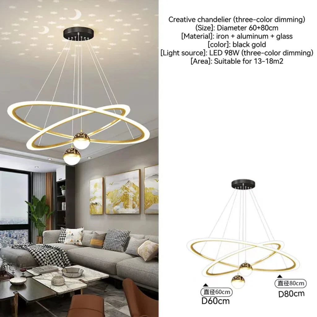 Modern Nordic Indoor LED Starry Sky Ceiling Chandelier