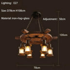 Iron Wheel LED Pendant Lights - Industrial Metallic Lustre Hanging Lamps