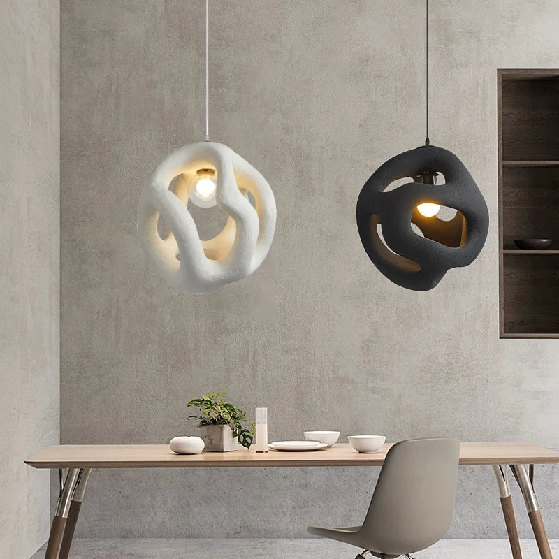 Wabi Sabi Pendant Light: Black & White Ball Lights for Restaurant, Bar, Home Decor
