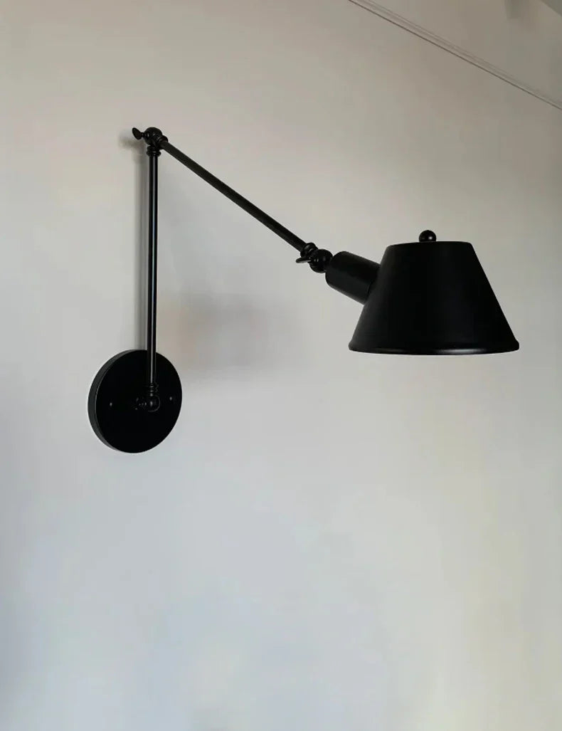 Vintage Iron Wall Sconce Lighting, E27 LED, Black Rustic Arm Wall Lights