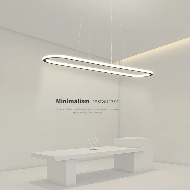 Gold Oval LED Chandelier Dimmable Dining Room Pendant Light Fixture