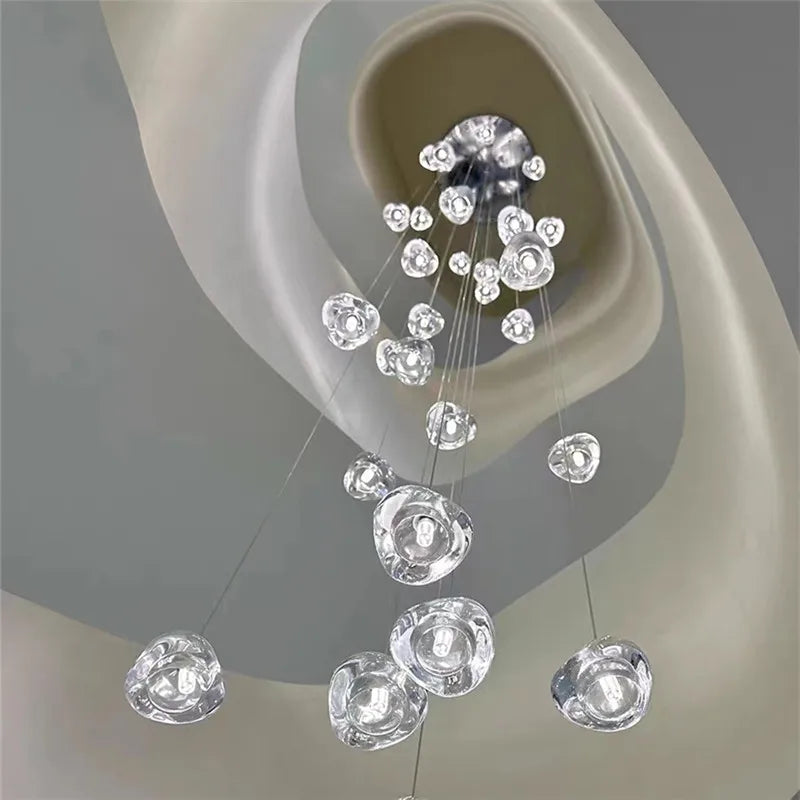 Nordic Revolving Crystal Chandelier for Living Room Dining Room Staircase