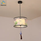 Modern Minimalist Fabric LED Chandelier Room Decoration Chinese Style Pendant Lamp