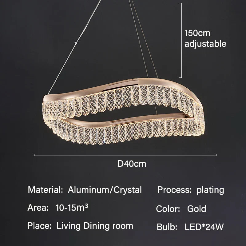 Crystal Chandelier Luxury LED Lighting for Living Dining Kitchen Bedroom