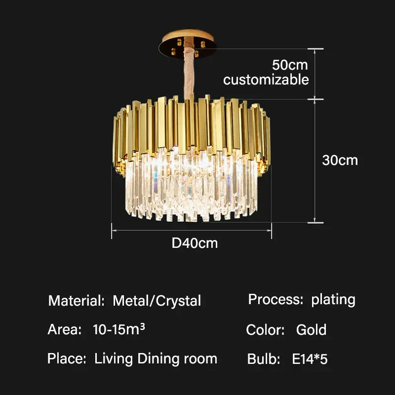 Crystal Oval Round Chandelier: Luxury Nordic Modern LED Lighting for Home and Bar