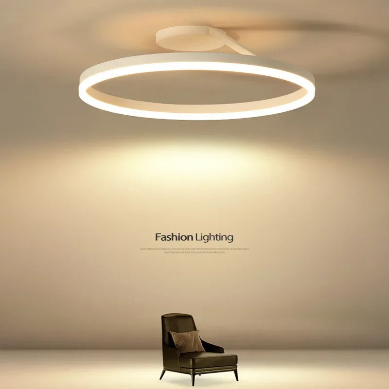 Minimalist Round LED Ceiling Chandelier | Aluminum Living Room Bedroom Light Fixtures
