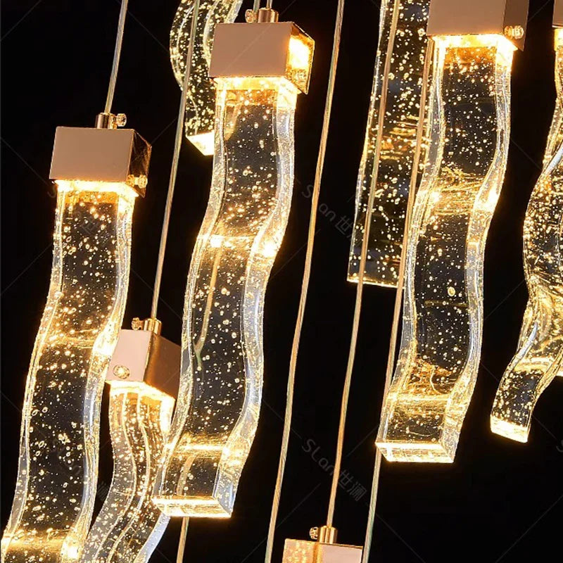 Crystal Chandelier Stair Pendant Lamp Living Room Pendant Lights Interior Lighting