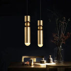 Black Gold LED Tube Glass Chandelier for Home & Shop Decoration
