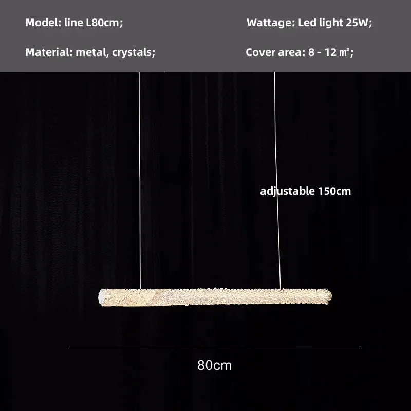 Crystals Pendant Lights: Modern Dimmable Chandelier for Luxury Living Room, Dining, Bedroom