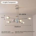 Silver LED Chandelier: Modern Nordic Glass Pendant Light for Home Décor