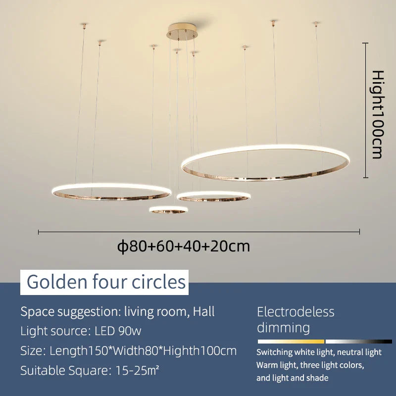 Modern LED Pendant Lights Chrome/Gold Plated for Dining Living Kitchen