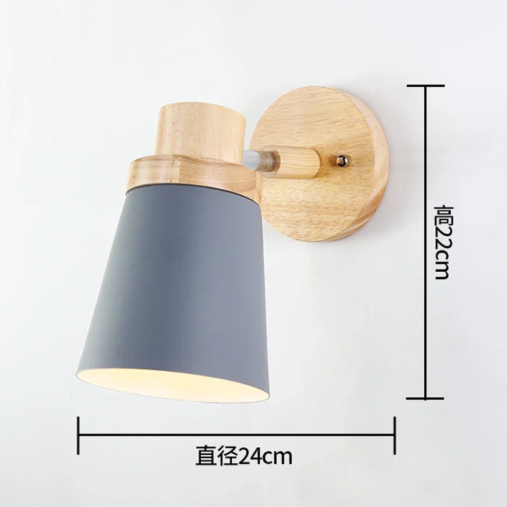Wooden Wall Sconce Nordic Bedside Lamp E27 Modern LED Light for Home Indoor